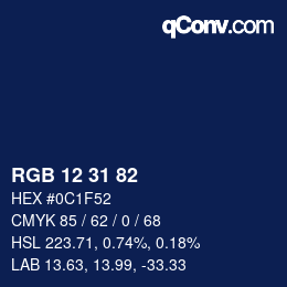 Color code: RGB 12 31 82 | qconv.com