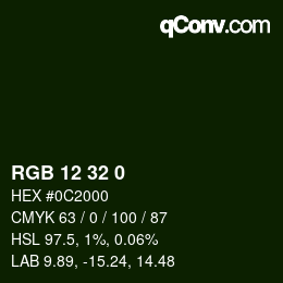Color code: RGB 12 32 0 | qconv.com