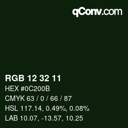 Color code: RGB 12 32 11 | qconv.com