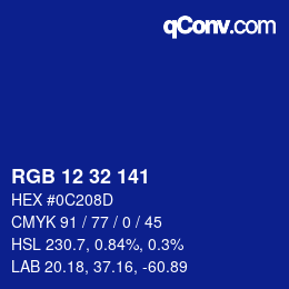 Color code: RGB 12 32 141 | qconv.com