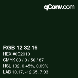Color code: RGB 12 32 16 | qconv.com