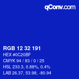 Color code: RGB 12 32 191 | qconv.com