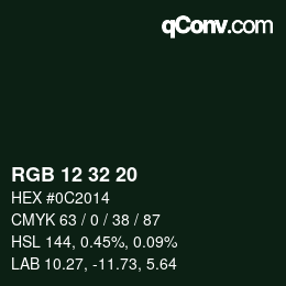 Color code: RGB 12 32 20 | qconv.com