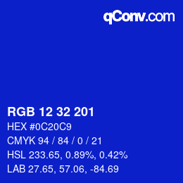 Color code: RGB 12 32 201 | qconv.com
