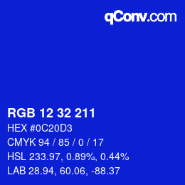 Color code: RGB 12 32 211 | qconv.com