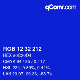 Color code: RGB 12 32 212 | qconv.com