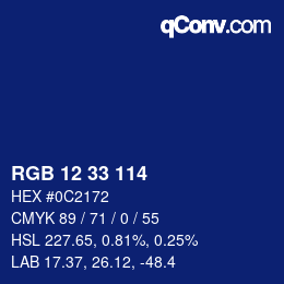 Color code: RGB 12 33 114 | qconv.com