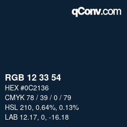 Color code: RGB 12 33 54 | qconv.com