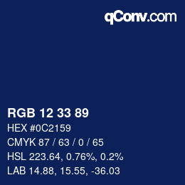 Color code: RGB 12 33 89 | qconv.com