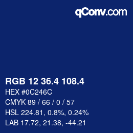 カラーコード: RGB 12 36.4 108.4 | qconv.com