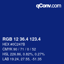 カラーコード: RGB 12 36.4 123.4 | qconv.com