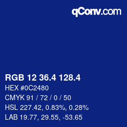 カラーコード: RGB 12 36.4 128.4 | qconv.com