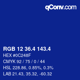 カラーコード: RGB 12 36.4 143.4 | qconv.com