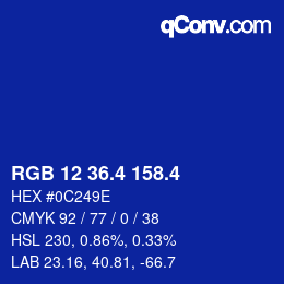 カラーコード: RGB 12 36.4 158.4 | qconv.com