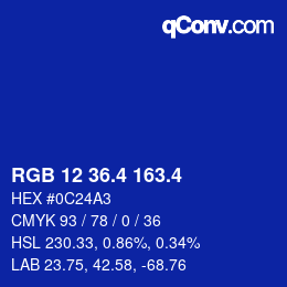 カラーコード: RGB 12 36.4 163.4 | qconv.com