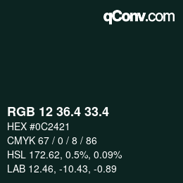 カラーコード: RGB 12 36.4 33.4 | qconv.com