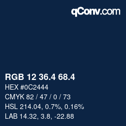カラーコード: RGB 12 36.4 68.4 | qconv.com