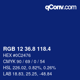 カラーコード: RGB 12 36.8 118.4 | qconv.com