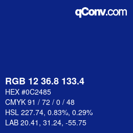 カラーコード: RGB 12 36.8 133.4 | qconv.com