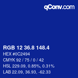 カラーコード: RGB 12 36.8 148.4 | qconv.com