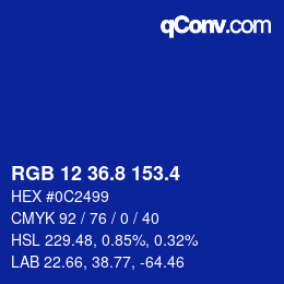 カラーコード: RGB 12 36.8 153.4 | qconv.com