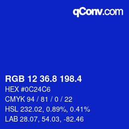 カラーコード: RGB 12 36.8 198.4 | qconv.com