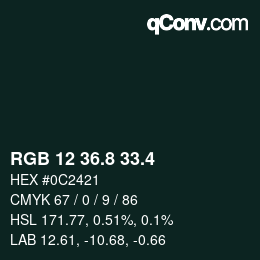 カラーコード: RGB 12 36.8 33.4 | qconv.com