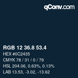 カラーコード: RGB 12 36.8 53.4 | qconv.com