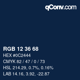 Color code: RGB 12 36 68 | qconv.com