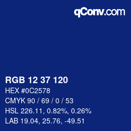 カラーコード: RGB 12 37 120 | qconv.com