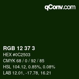 Color code: RGB 12 37 3 | qconv.com
