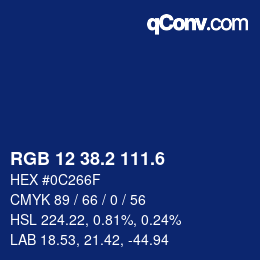カラーコード: RGB 12 38.2 111.6 | qconv.com