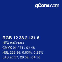 カラーコード: RGB 12 38.2 131.6 | qconv.com