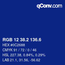 カラーコード: RGB 12 38.2 136.6 | qconv.com