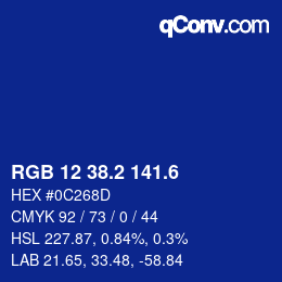 カラーコード: RGB 12 38.2 141.6 | qconv.com