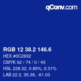 カラーコード: RGB 12 38.2 146.6 | qconv.com