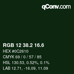 カラーコード: RGB 12 38.2 16.6 | qconv.com
