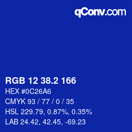 Color code: RGB 12 38.2 166 | qconv.com