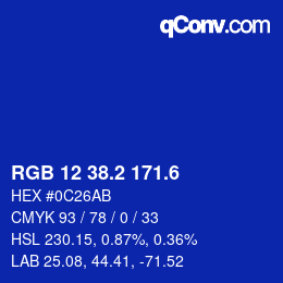 カラーコード: RGB 12 38.2 171.6 | qconv.com