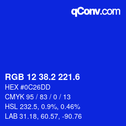 カラーコード: RGB 12 38.2 221.6 | qconv.com