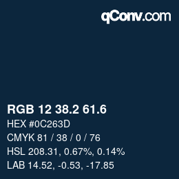 カラーコード: RGB 12 38.2 61.6 | qconv.com