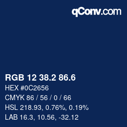 カラーコード: RGB 12 38.2 86.6 | qconv.com