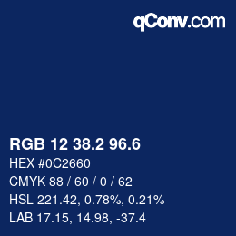 カラーコード: RGB 12 38.2 96.6 | qconv.com