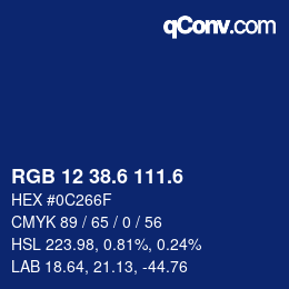 カラーコード: RGB 12 38.6 111.6 | qconv.com