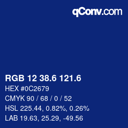 カラーコード: RGB 12 38.6 121.6 | qconv.com