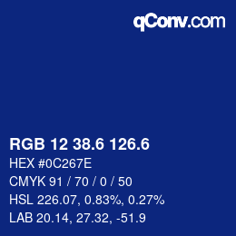カラーコード: RGB 12 38.6 126.6 | qconv.com