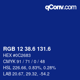 カラーコード: RGB 12 38.6 131.6 | qconv.com