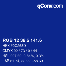 カラーコード: RGB 12 38.6 141.6 | qconv.com