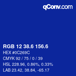 カラーコード: RGB 12 38.6 156.6 | qconv.com