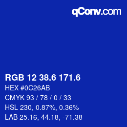 カラーコード: RGB 12 38.6 171.6 | qconv.com